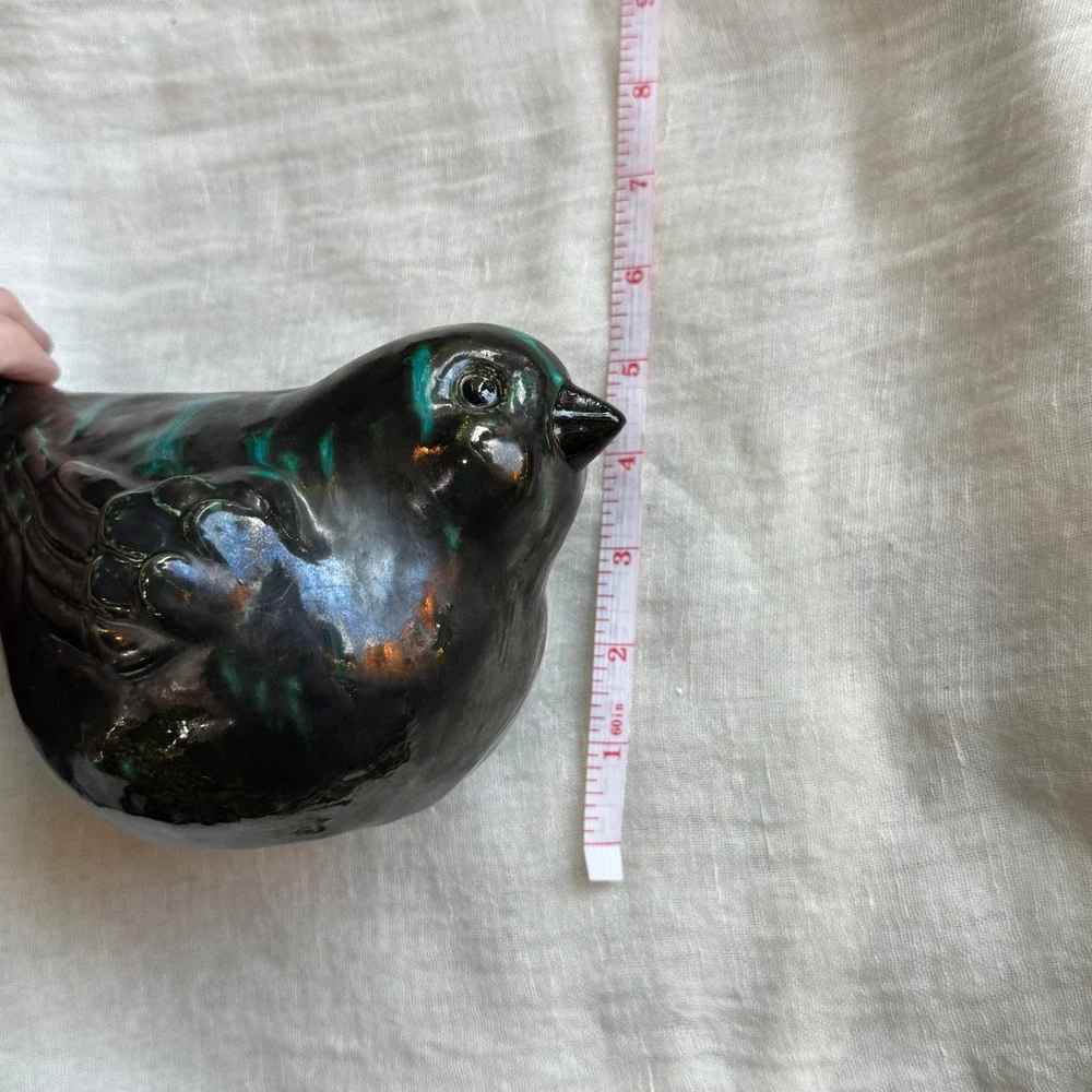 Decorative Ceramic Bird Figurine Teal Glaze Vintage‎ Style Home Decor Accent